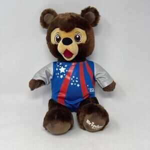 Build-A-Bear Brinley Brown Teddy Bear w/USA Leotard Red White Blue 16" Plush